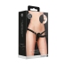 Dual Vibrating - Rechargeable - 10 Speed Silicone Ribbed Strap-On - Adjustable - Black