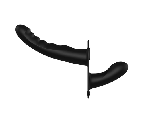 Silicone Ribbed Strap-On - Adjustable - Black