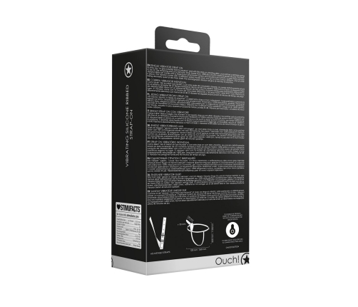 Vibrating and Rechargeable - 10 Speed Silicone Ribbed Strap-On - Adjustable - Black