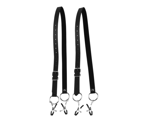 Ouch! Labia Spreader Adjustable Thigh Straps Black - PU Leather System