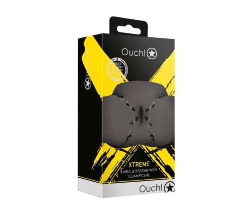 Ouch! Labia Spreader Adjustable Thigh Straps Black - PU Leather System