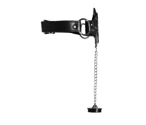 Open Mouth Gag with Plug Stopper - Black