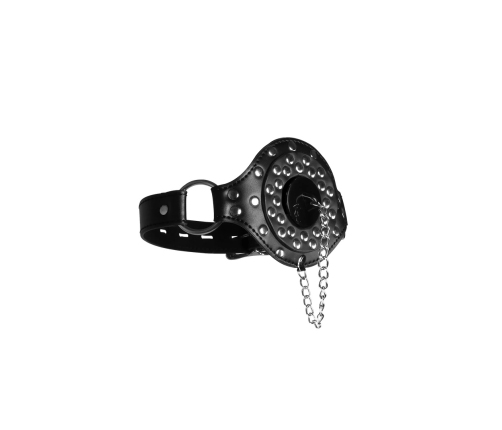 Open Mouth Gag with Plug Stopper - Black