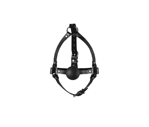 Head Harness with Solid Ball Gag - Black