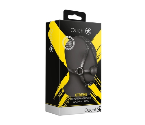 Head Harness with Solid Ball Gag - Black
