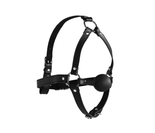 Head Harness with Solid Ball Gag - Black