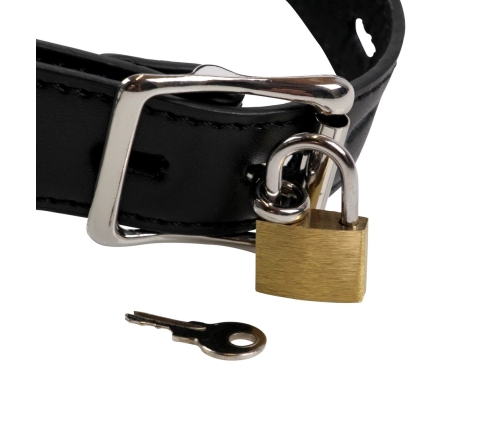 Open Mouth Gag Head Harness with Plug Stopper - Black