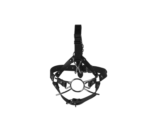 Head Harness with Spider Gag and Nose Hooks - Black