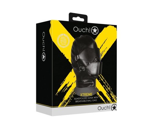 Blindfolded Mask with Breathable Ball Gag - Black