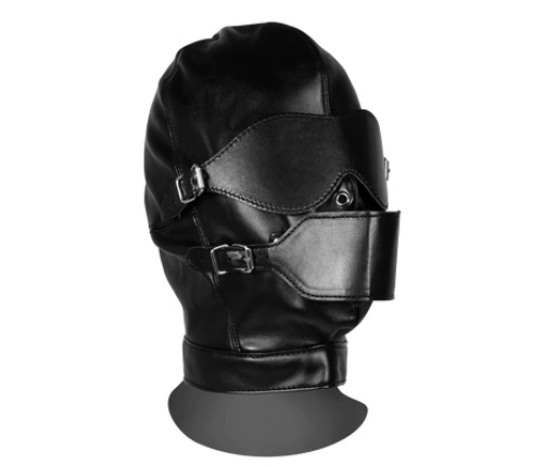 Blindfolded Mask with Breathable Ball Gag - Black
