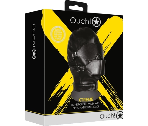 Blindfolded Mask with Breathable Ball Gag - Black