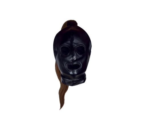 Mask with Brown Ponytail - Black