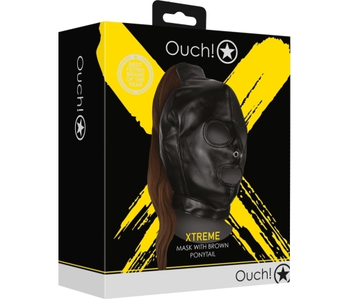Mask with Brown Ponytail - Black