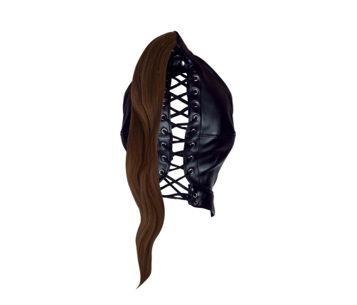 Mask with Brown Ponytail - Black