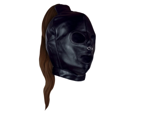 Mask with Brown Ponytail - Black