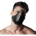 Head Harness with Mouth Cover and Solid Ball Gag - Black