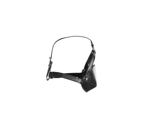 Head Harness with Mouth Cover and Solid Ball Gag - Black