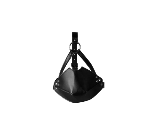 Head Harness with Mouth Cover and Solid Ball Gag - Black