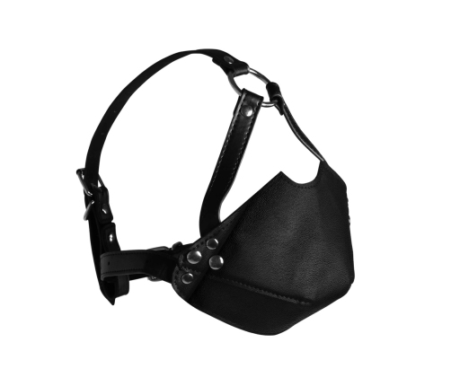 Head Harness with Mouth Cover and Breathable Ball Gag - Black