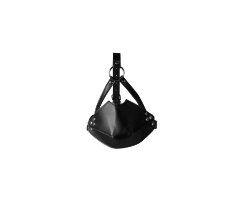 Head Harness with Mouth Cover and Breathable Ball Gag - Black