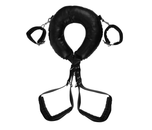 Padded Thigh Sling with Hand Cuffs - Black