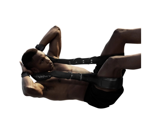 Padded Thigh Sling with Hand Cuffs - Black