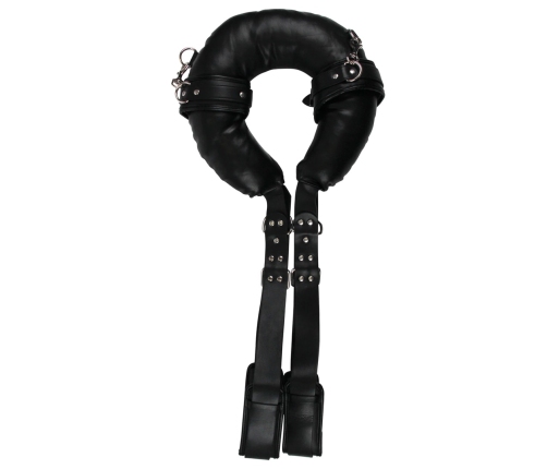 Padded Thigh Sling with Hand Cuffs - Black