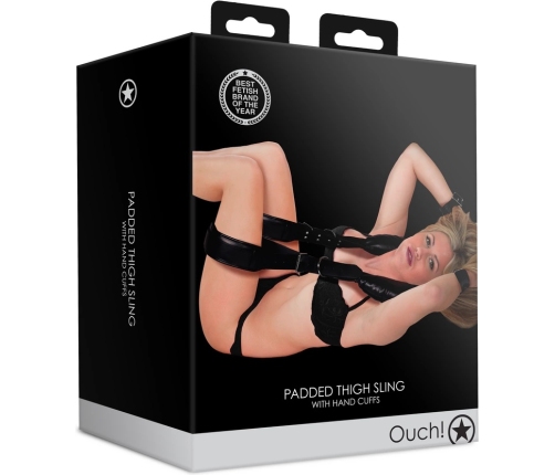 Padded Thigh Sling with Hand Cuffs - Black