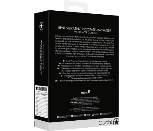 Bent Vibrating Prostate Massager with Remote Control - Black