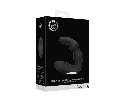 Bent Vibrating Prostate Massager with Remote Control - Black