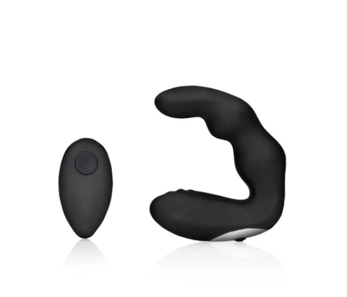 Bent Vibrating Prostate Massager with Remote Control - Black