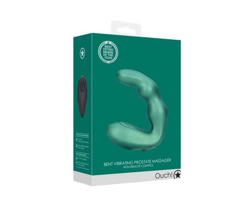 Bent Vibrating Prostate Massager with Remote Control - Metallic Green