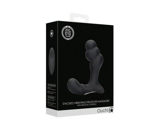 Stacked Vibrating Prostate Massager with Remote Control - Black