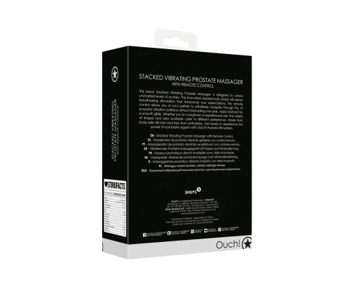 Stacked Vibrating Prostate Massager with Remote Control - Black