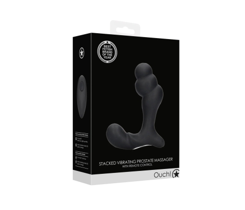 Stacked Vibrating Prostate Massager with Remote Control - Black