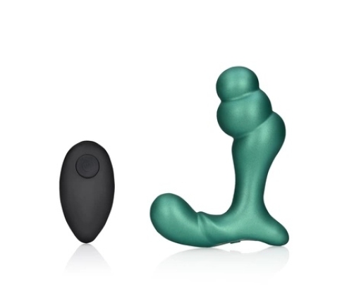 Stacked Vibrating Prostate Massager with Remote Control - Metallic Green