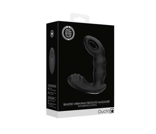 Beaded Vibrating Prostate Massager with Remote Control - Black