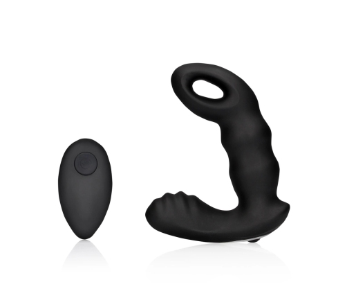 Beaded Vibrating Prostate Massager with Remote Control - Black