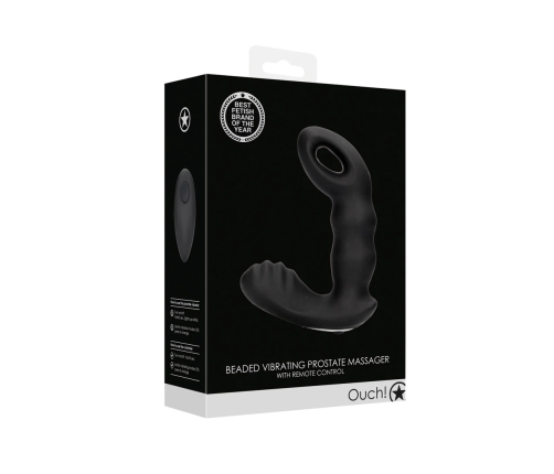 Beaded Vibrating Prostate Massager with Remote Control - Black