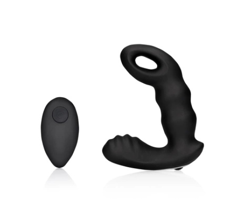 Beaded Vibrating Prostate Massager with Remote Control - Black
