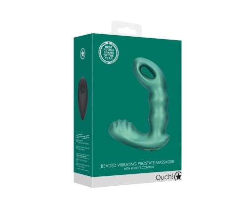 Beaded Vibrating Prostate Massager with Remote Control - Metallic Green