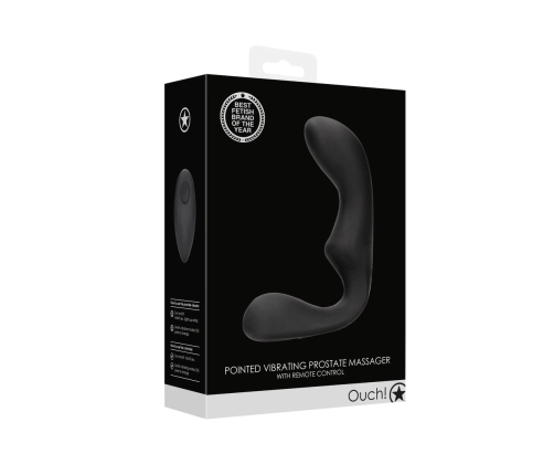 Pointed Vibrating Prostate Massager with Remote Control - Black