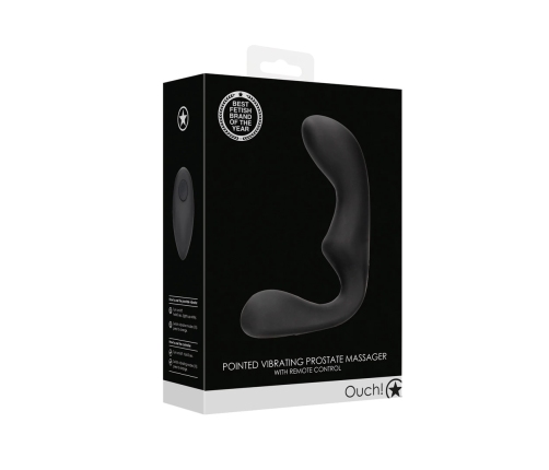 Pointed Vibrating Prostate Massager with Remote Control - Black
