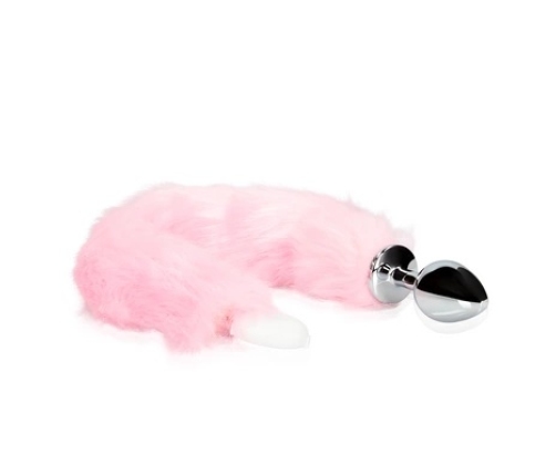 Light-up Fox Tail with Metal Butt Plug - Pink