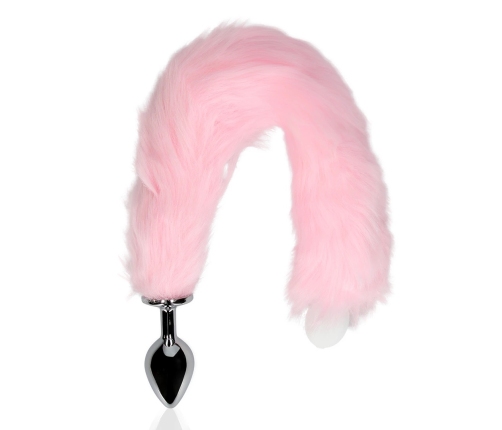 Light-up Fox Tail with Metal Butt Plug - Pink