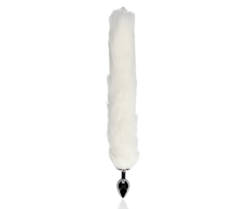 Light-up Fox Tail with Metal Butt Plug - White