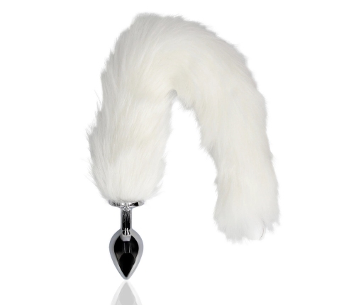 Light-up Fox Tail with Metal Butt Plug - White