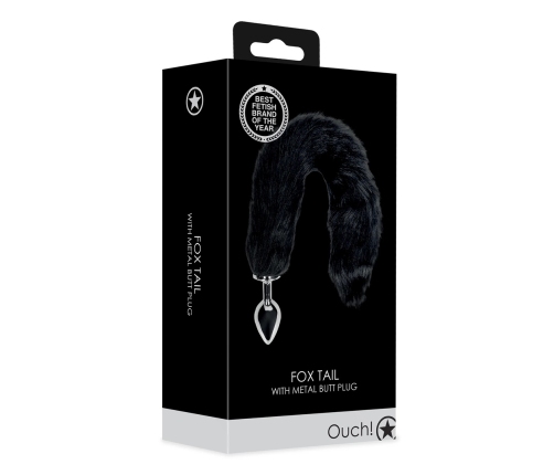 Fox Tail with Metal Butt Plug - Black