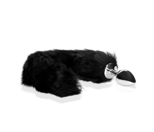 Fox Tail with Metal Butt Plug - Black