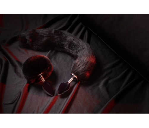 Fox Tail with Metal Butt Plug - Black